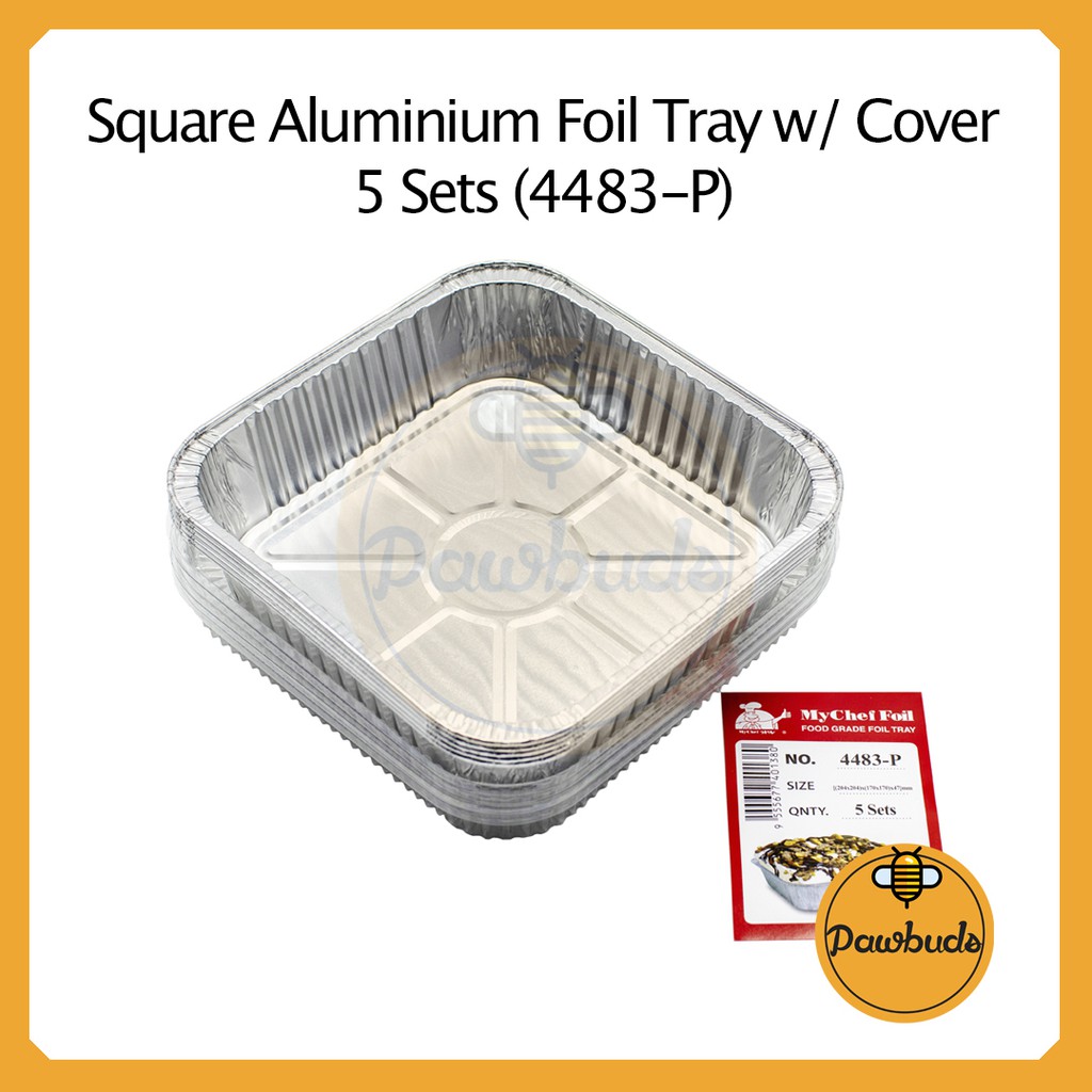  Aluminium  Foil Tray With Cover L Size 5 Sets 4483 P 