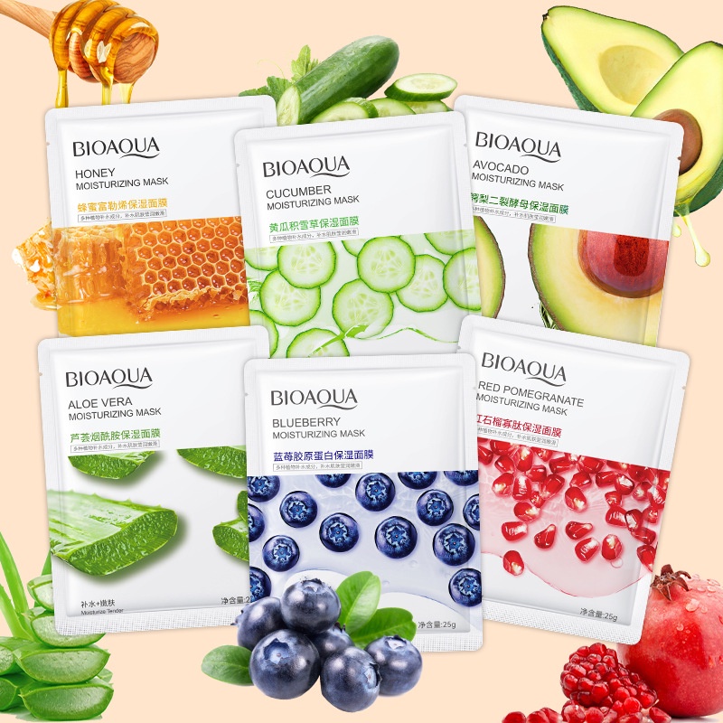 BIOAQUA Masker Muka 泊泉雅保湿面膜 Moisturizing Nourishing Mask Facial Mask Natural Essence Hydrating