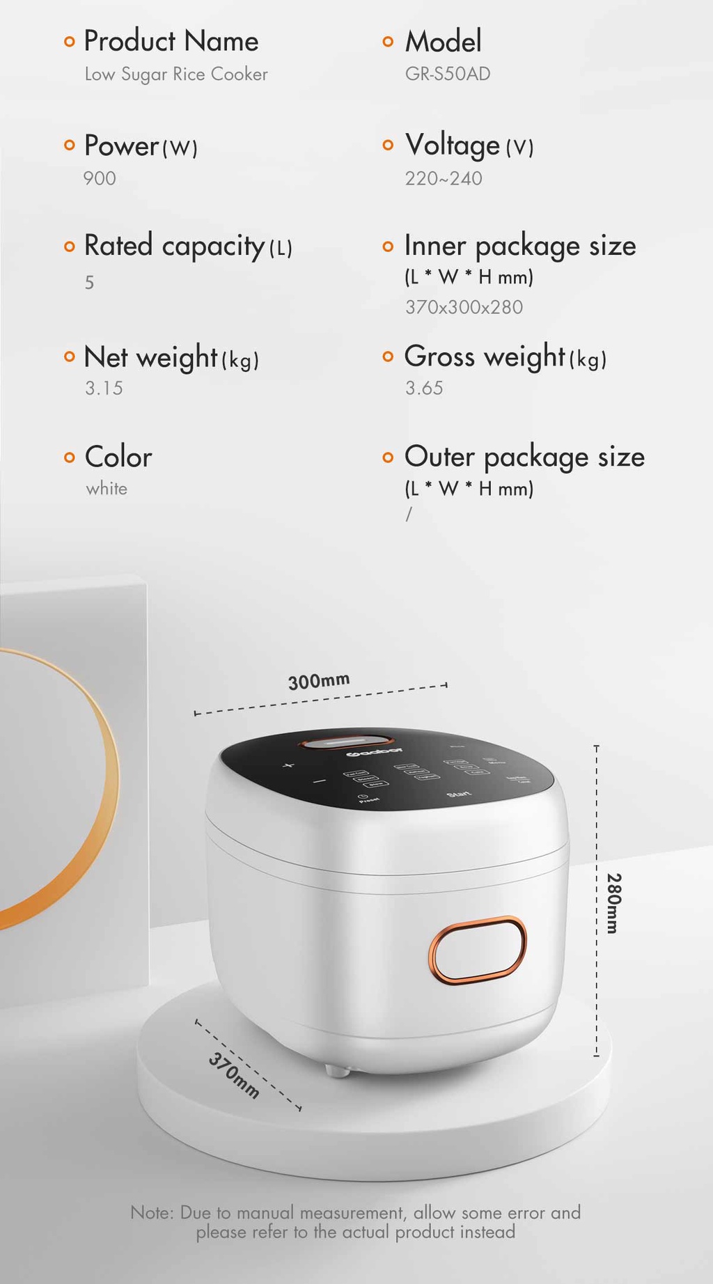 Gaabor 5l Rice Cooker 3 Layers Sugar Filtration Low Sugar Soft Grain