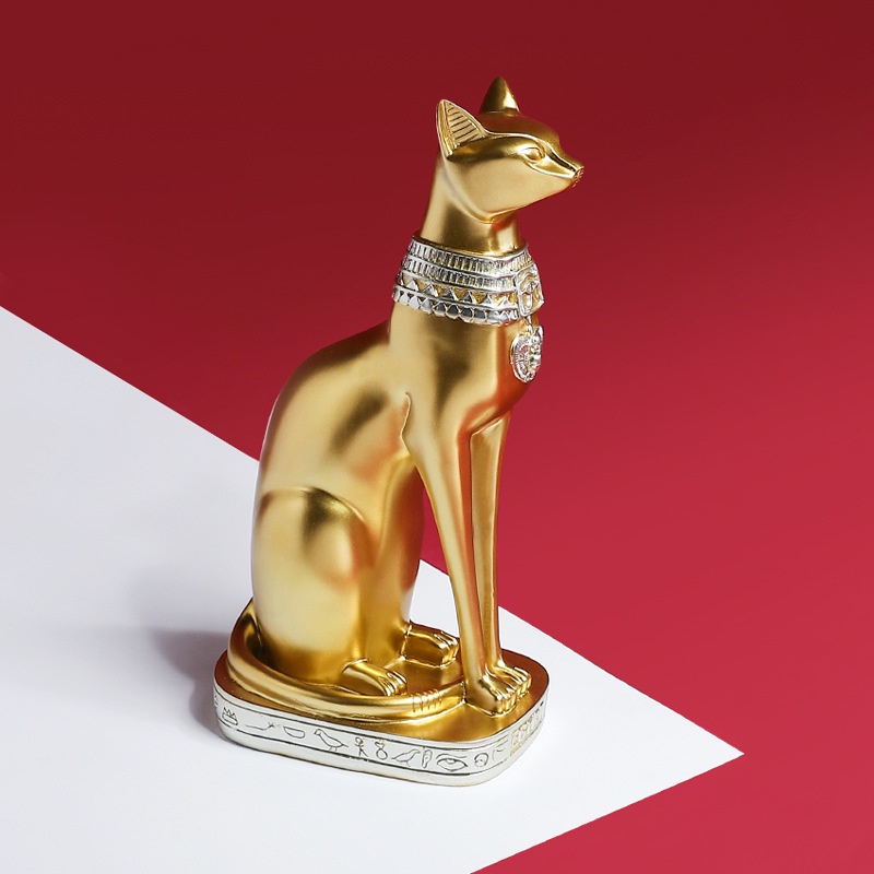 Fashion Golden Egyptian Cat Resin Crafts Desktop Living Room Bar Cafe Tv Cabinet Animal Decoration