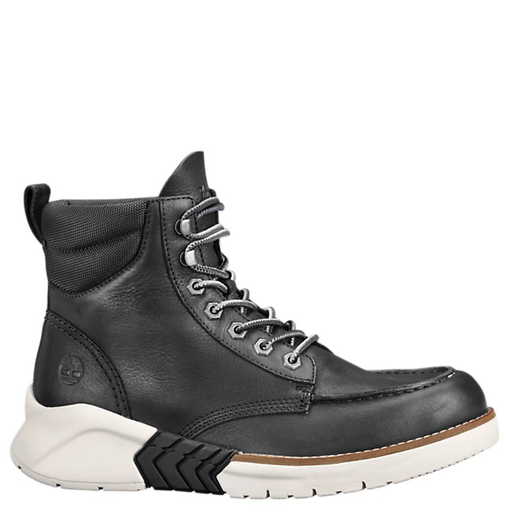 men's moc toe boots black