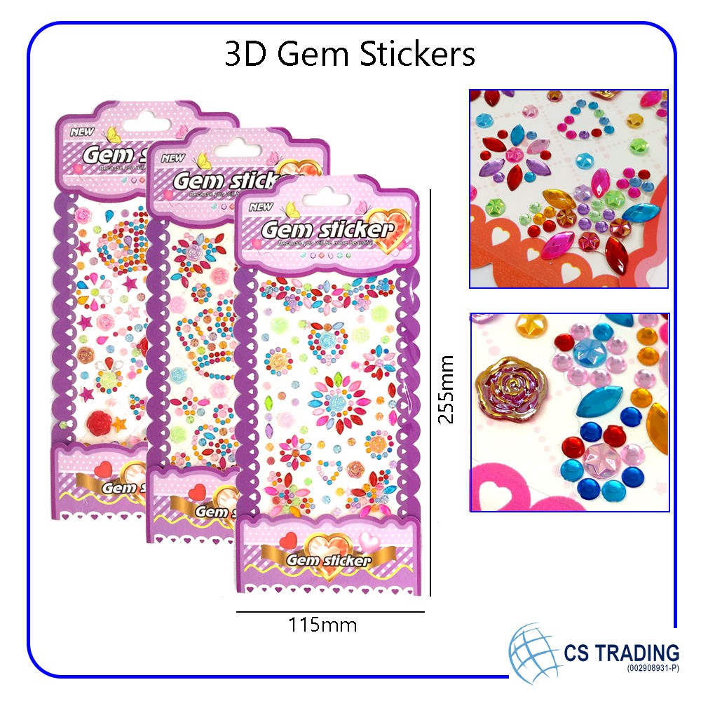 Self Adhesive 3D Glitter Flower Crystal Gems Jewel Diamond Sticker Strip