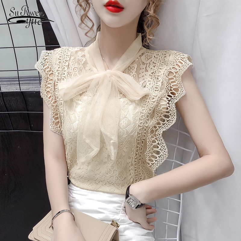 2022 Womens Tops  And Blouses  Lace Patchwork Blusas Korean  