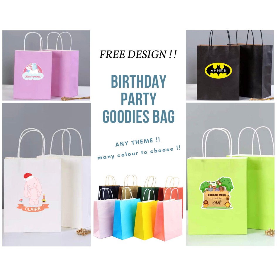 [Custom Made] Birthday Party Theme Door Gifts Goodies Bag (10pcs ...