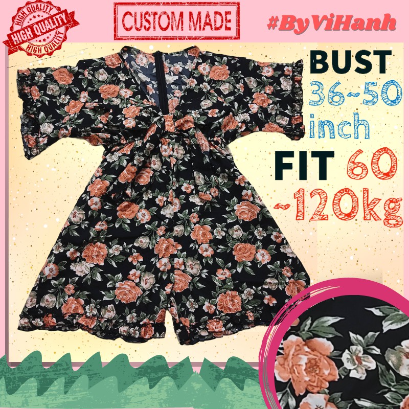 NEW 5 Color Jumpsuit Premium Floral Flower + Ribbon +  Wide Sleeve/Leg + Plus Size Fit 100kg | Jumbo 4XL | Korean Style