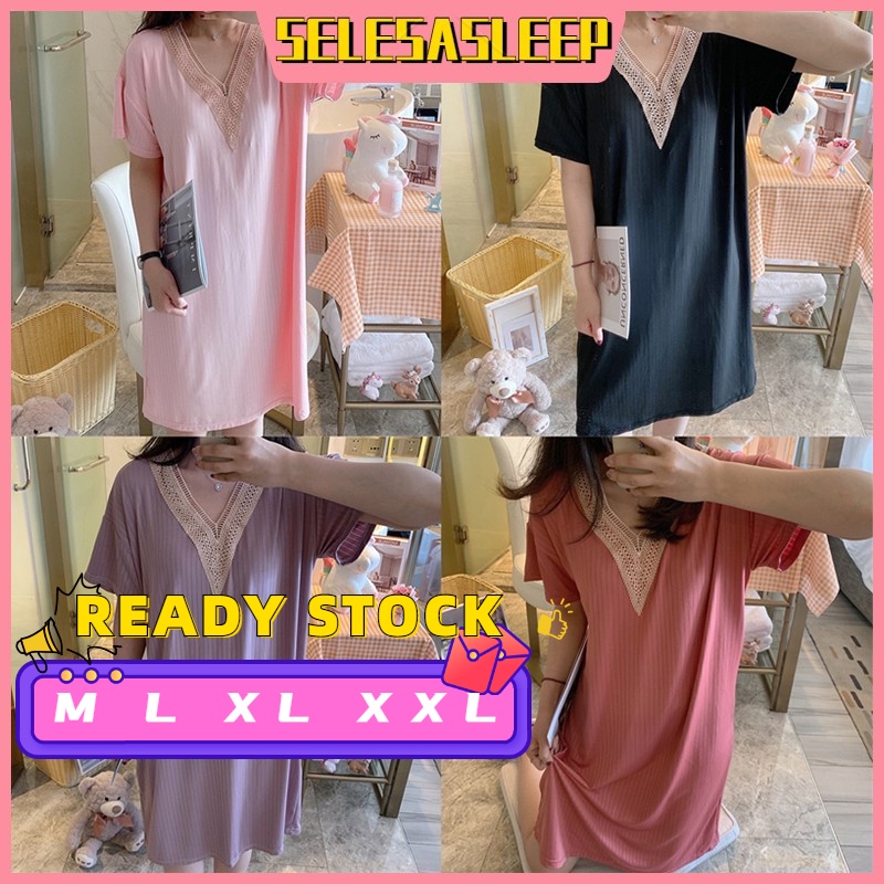 baju tidur dress plus size night dress woman sleeping dress long