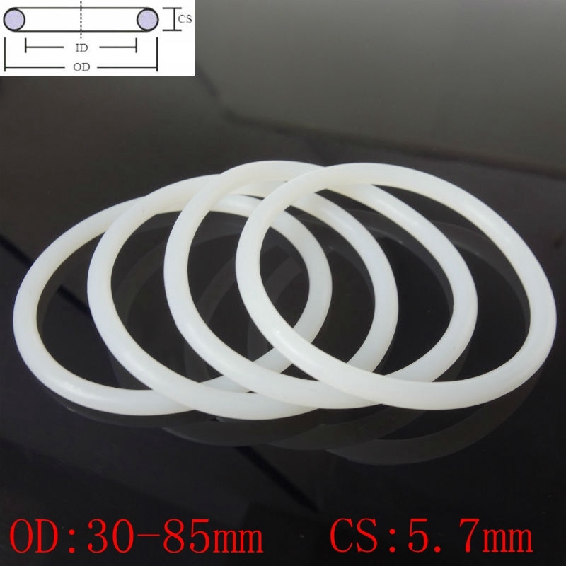 White Silicon Rubber O-Ring Seals Washer Food Grade OD 10-48mm Cross Section 3mm 