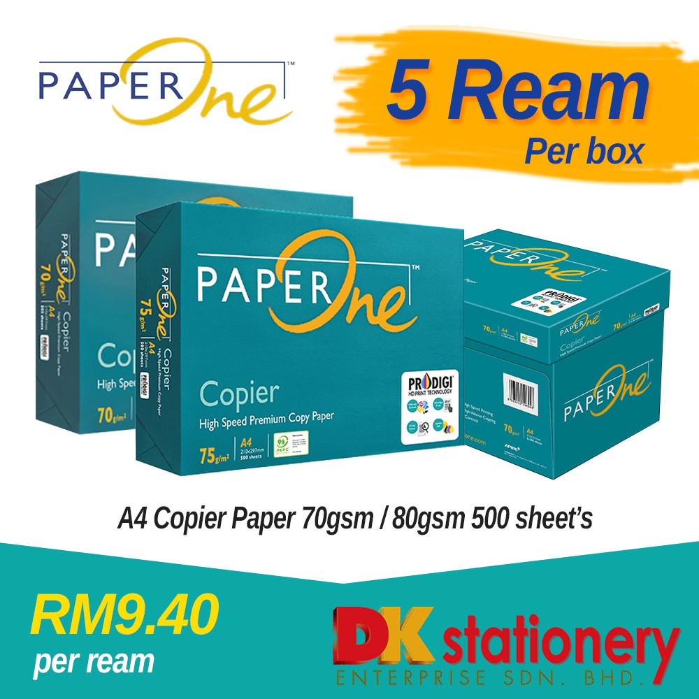 Paper One A4 75gsm / 70gsm Copier Paper 500's (5reams) | Shopee Malaysia