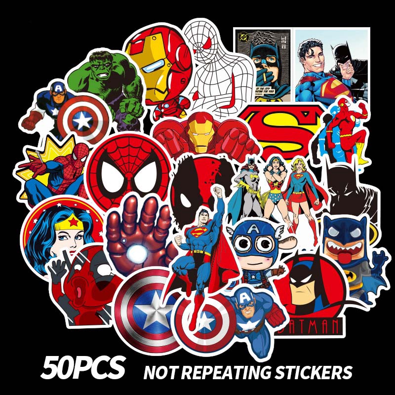 50 pcs Cute Super Heros Waterproof Stickers | Shopee Malaysia