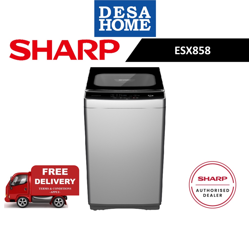[FREE DELIVERY WITHIN KL] SHARP ESX858  8KG TOP LOAD WASHER  COLOUR : DARK SILVER ESX-858