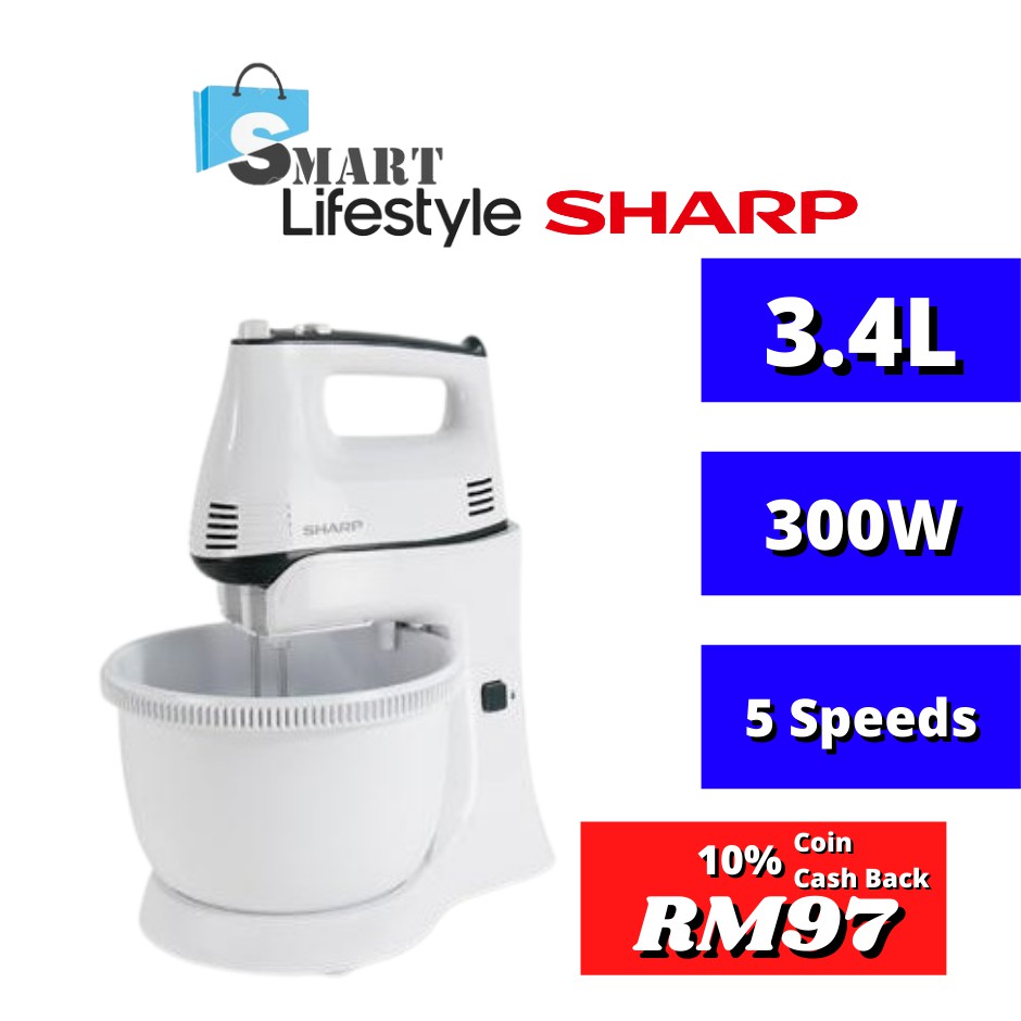 Sharp 300w Stand Hand Mixer Ems60wh Capacity 3 4l