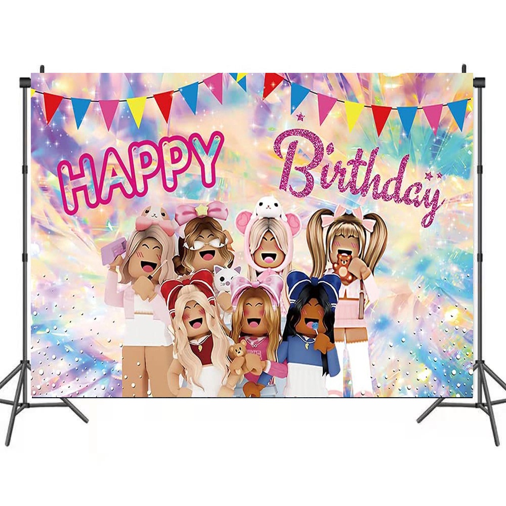 pink roblox theme birthday backdrop 150*100cm Shopee Malaysia