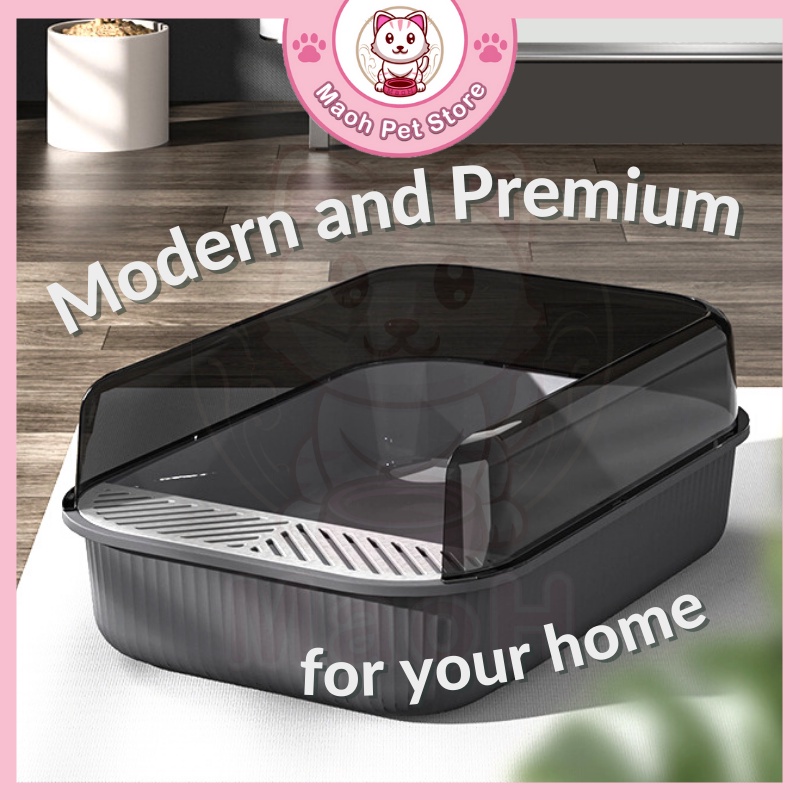 MaoH Modern Semi Enclosed Cat Litter Box With Free Scoop 开放式.. Cat Litter & Boxes PetFinder.my