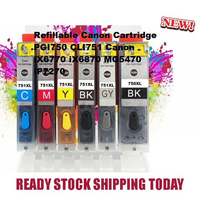 REFILLABLE CANON Cartridge PGI750 CLI751 Canon iX6770 iX6870 MG5470