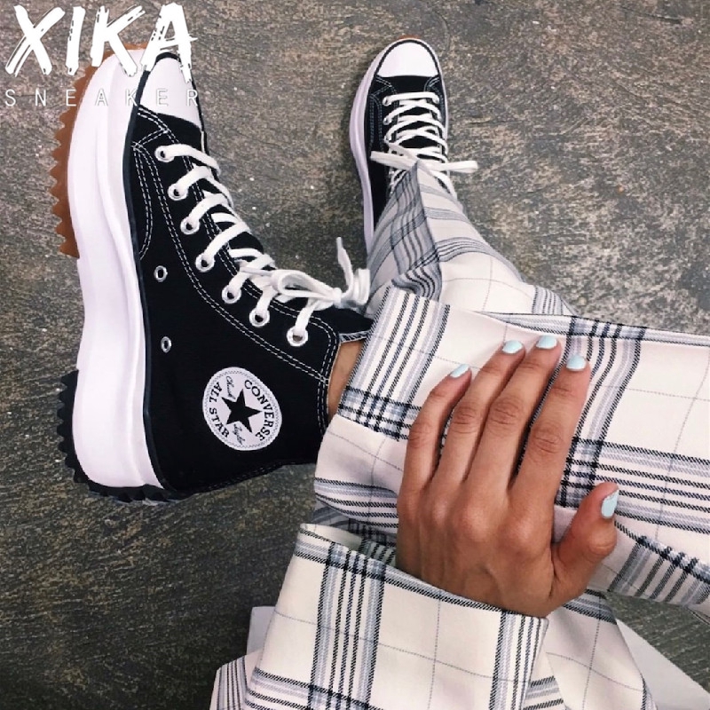 Converse Run Star Hike Black and White Orange Purple Thick