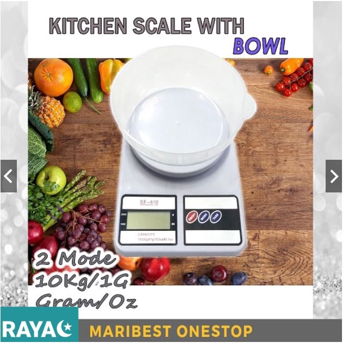 🌹[Local Seller]  White SF-400 Digital Scale with Bowl Electronic Kitchen Weighing Digital Scale