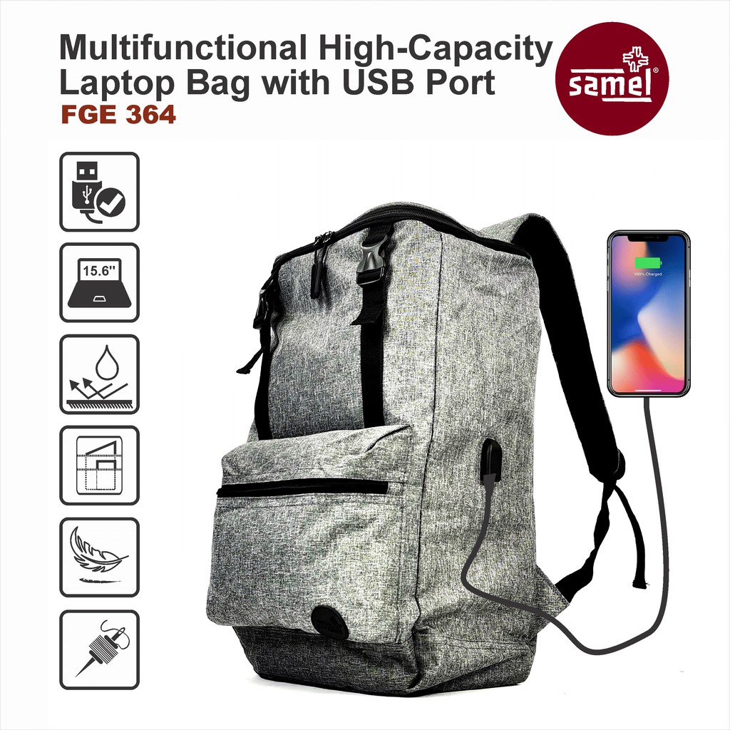 SAMEL FGE 364 MULTIFUNCTIONAL HIGHCAPACITY LAPTOP BACKPACK WITH USB