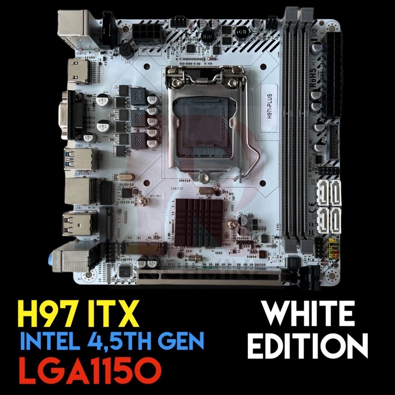 {ReadyStock} H97 ITX LGA1150 White Motherboard Intel 4th 5th Gen