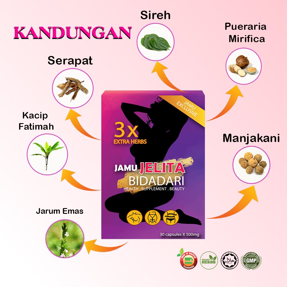 Hot Selling Jamu Jelita Bidadari 100 Herba Jamu Ketat Payudara Montok Miss V T 1129