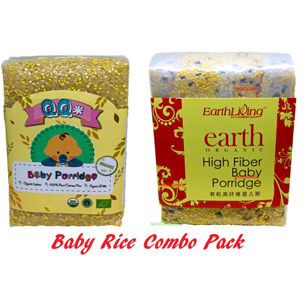 Baby Rice Combo Pack (QQ Rice and High Fiber Baby Porridge), 500G and