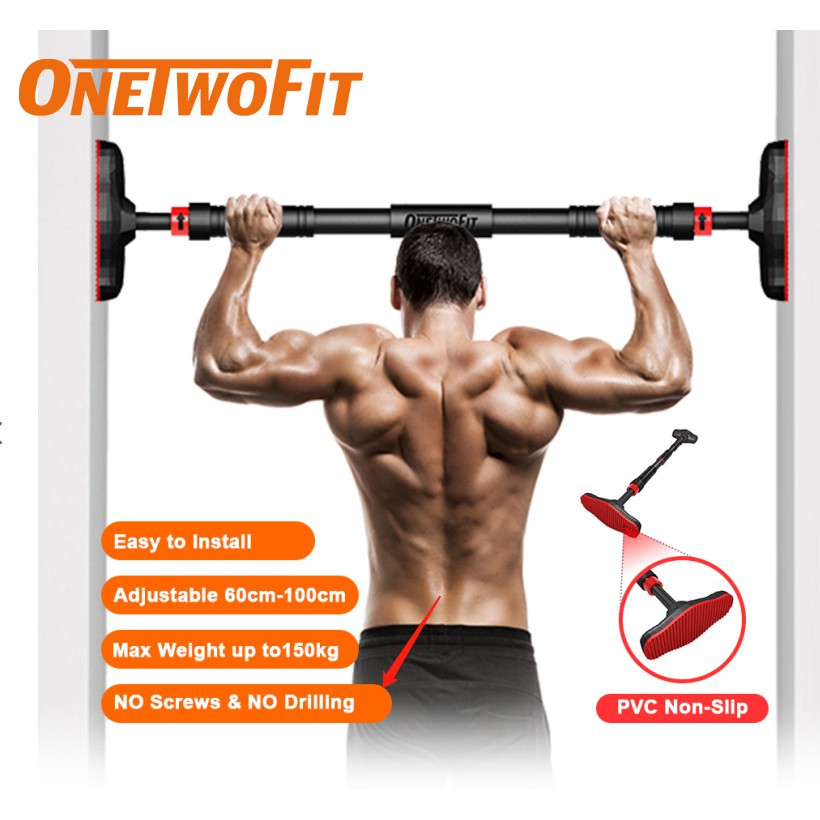 Onetwofit Adjustable Door Pull Up Bar Push Up Sit-ups Bar Heavy