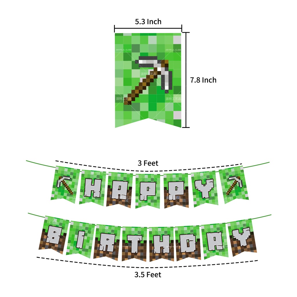 Jom Party Minecraft Happy Birthday Banner Latex Balloon Party Themes Hari  Jadi Hari Jadi | Shopee Malaysia