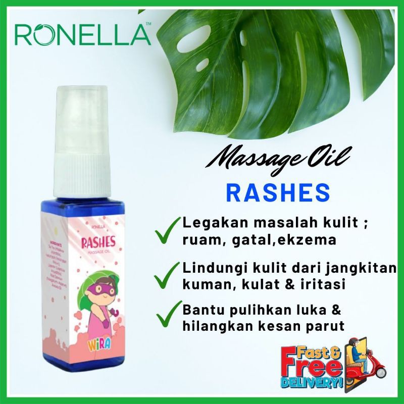 RONELLA RASHES Massage Oil Untuk Ekzema, Kulit Kering dan Ruam 30ML