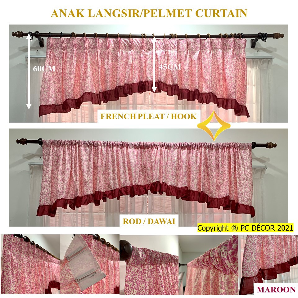 Anak Langsir Ready Stock Pelmet Curtain Langsir Dapur Short Curtain Kitchen Curtain French Pleat Curtain Header Shopee Malaysia