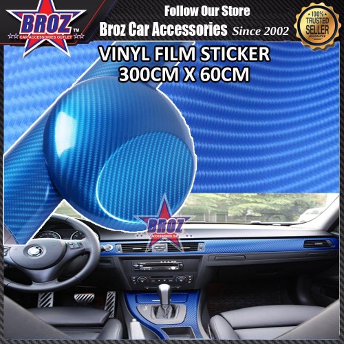 300cm X 60cm Matte Carbon Blue Vinyl Film Carbon Fibre Sticker 5d Carbon Wrap