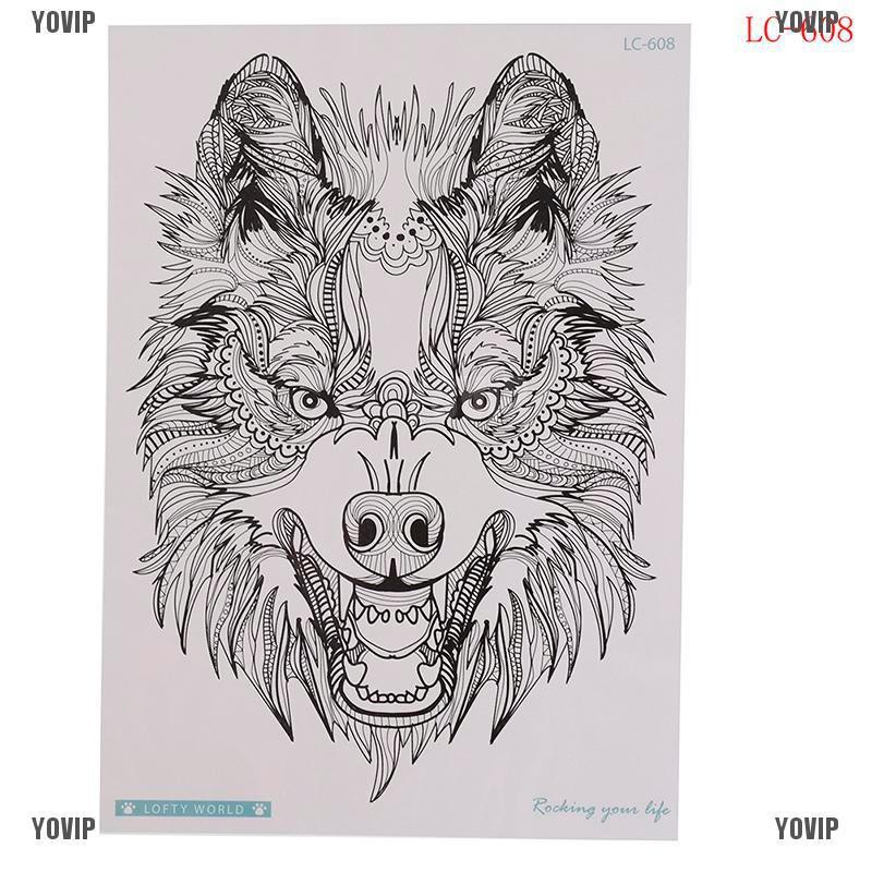 Yovip Wolf Temporary Tattoo Stickers Waterproof Fake Hand Tattoos Adult Men Body Art Shopee Malaysia