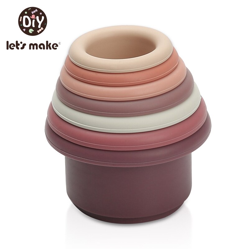 Have Must Baby Stacked Cup Silicone Building Block Montessori Education Toy Hourglass Plastic Folding Tower Bath Game... - Image 2