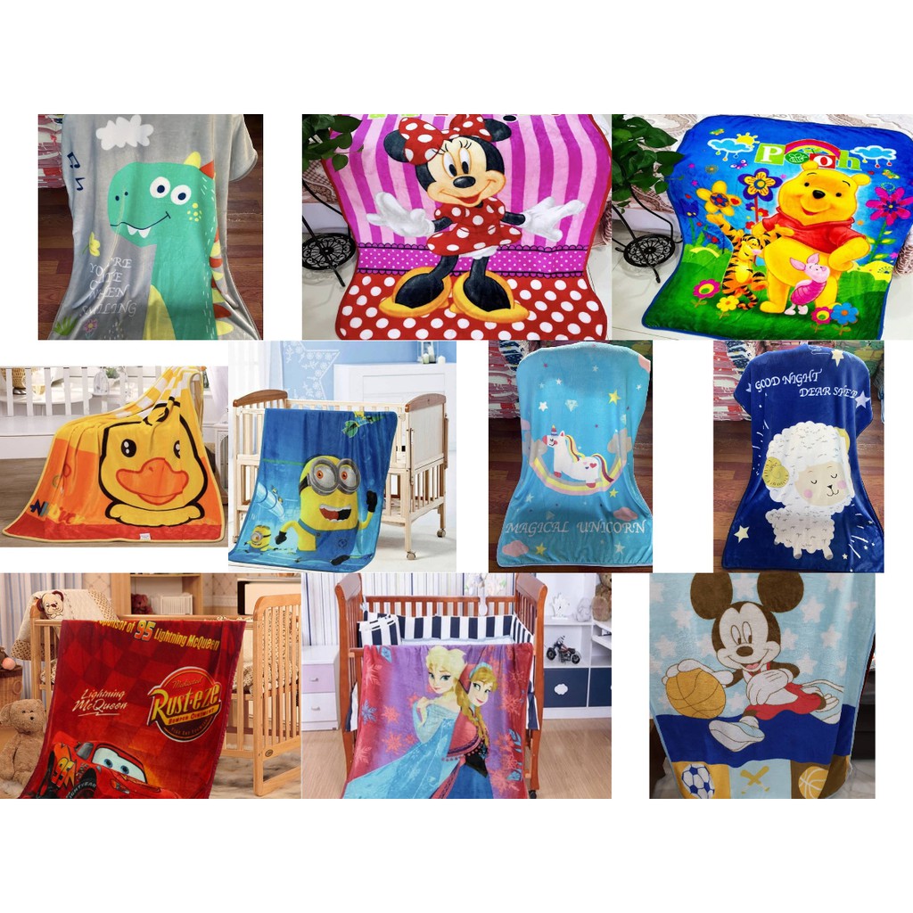 Kids Girl Boy Fleece Cartoon Blanket / Selimut Budak Gebu Frozen Pooh Cars Unicorn Minion Mickey Duck