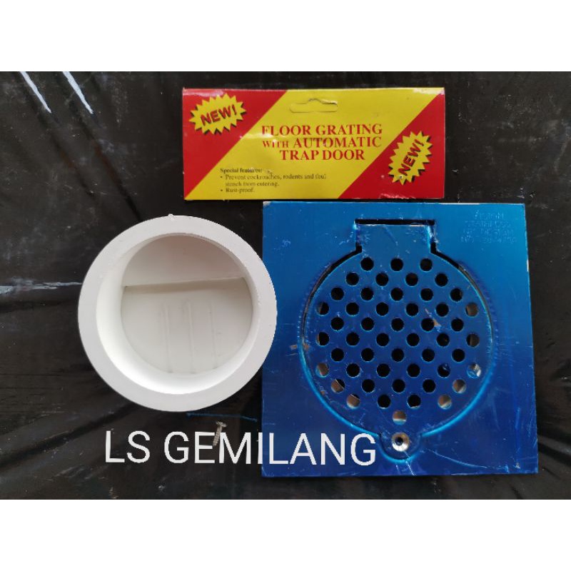 LS GEMILANG ORIGINAL TAIWAN Auto lock ANTI cockroach 6x6 GRATING FLOOR TRAP COVER ANTI SMELL ANTI MOUSE RAT TOILET COVER