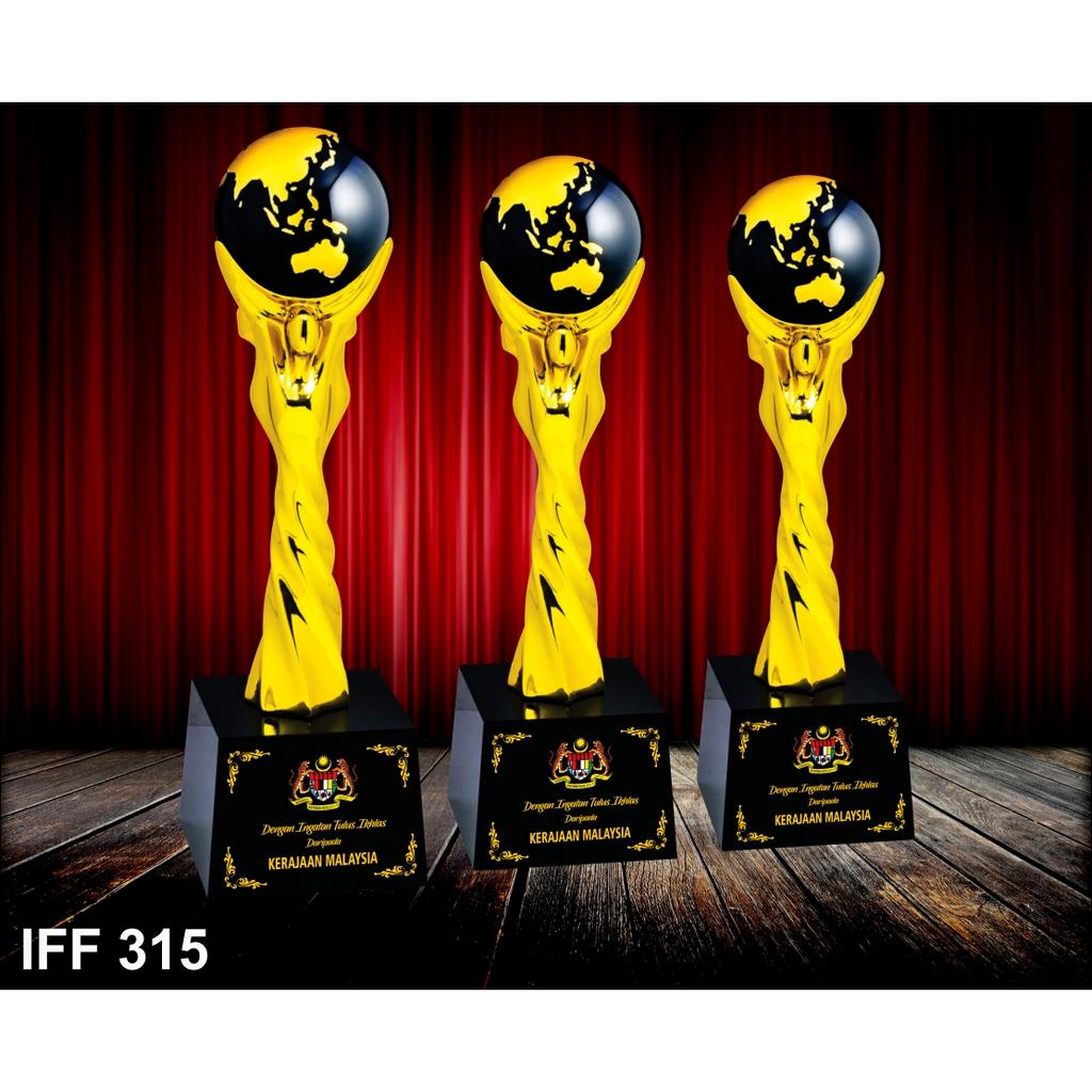 Golden GLOBE Crystal Trophy IFF 315 INCLUDE PRINTING (48 HOURS COMPLETION)