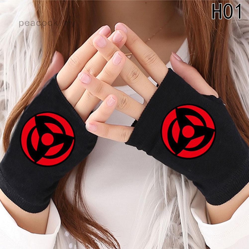 Anime Naruto One Piece Fairy Tail Gloves Warm Half Finger Gloves Shopee Malaysia