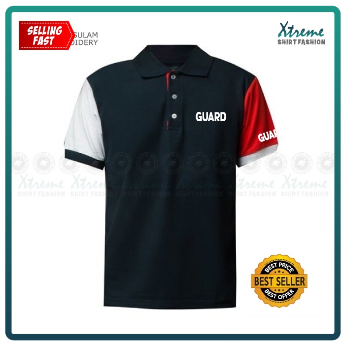 G Polo T Shirt Sulam Guard Security Mall Company Factory Community Baju Lelaki Office Service Uniform Embroidery Jahit