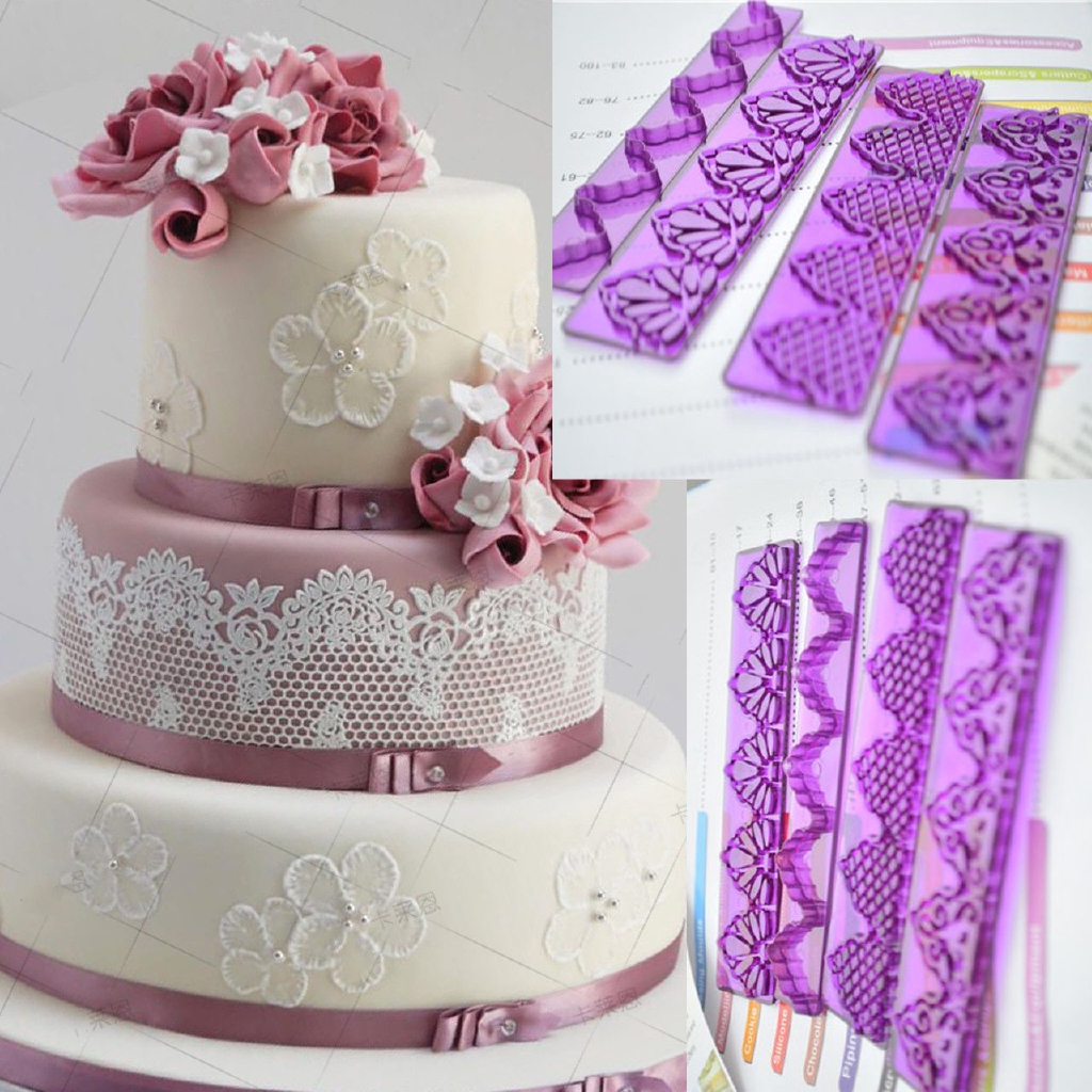 KALAIEN Lace Mould Fondant Cake Decoration Mould Sugar Mat Embosser Cake Decorating Tool 
