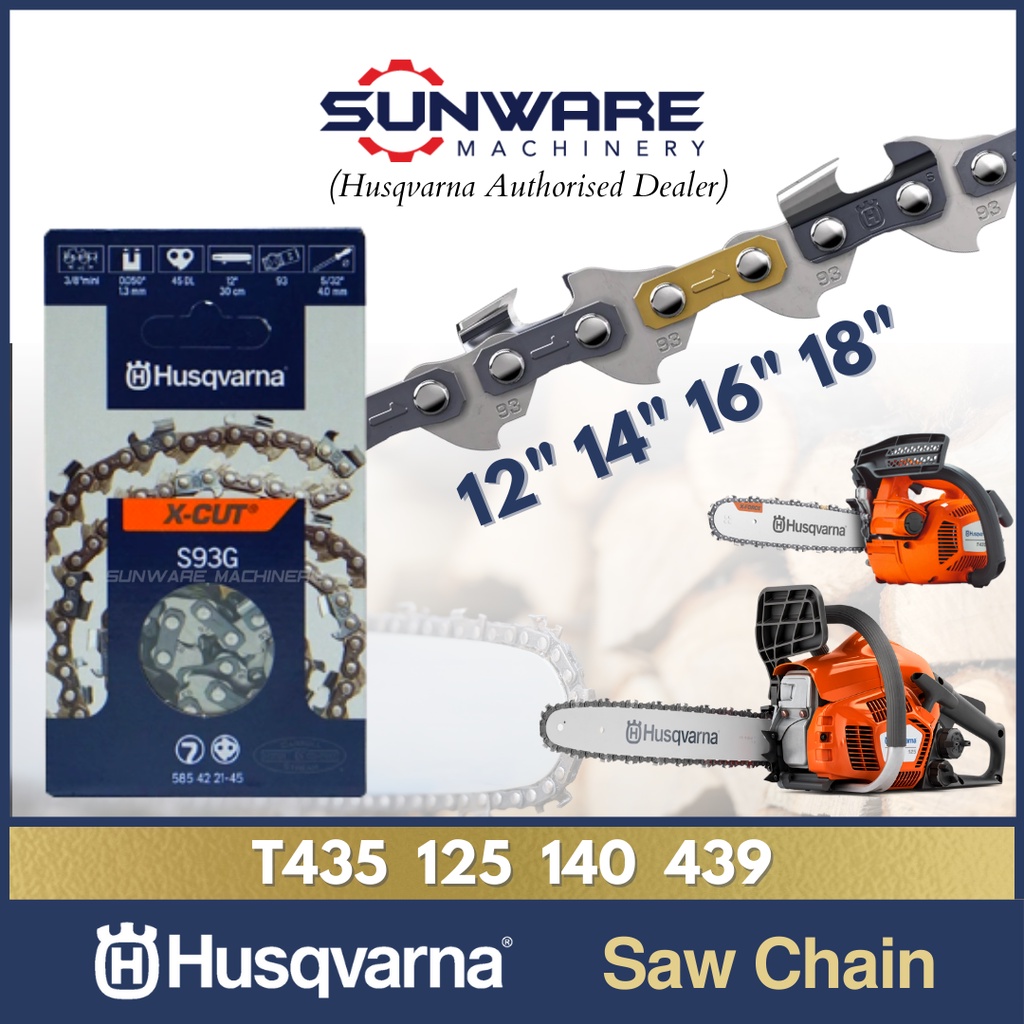 ORIGINAL HUSQVARNA 125 140 T435 Chainsaw Saw Chain Rantai (12/14/16/18 Inch) - Rantai chainsaw husqvarna 125