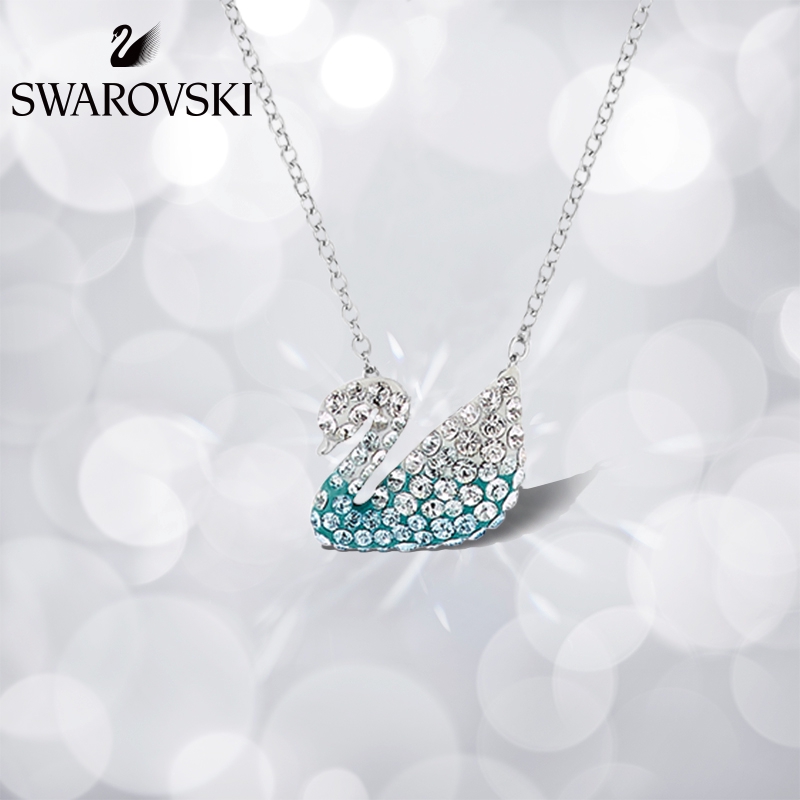 Swarovski Iconic Swan New Snow Blue Gradient Swan Necklace Female Blue Swan Clavicle Chain Romantic Shopee Malaysia