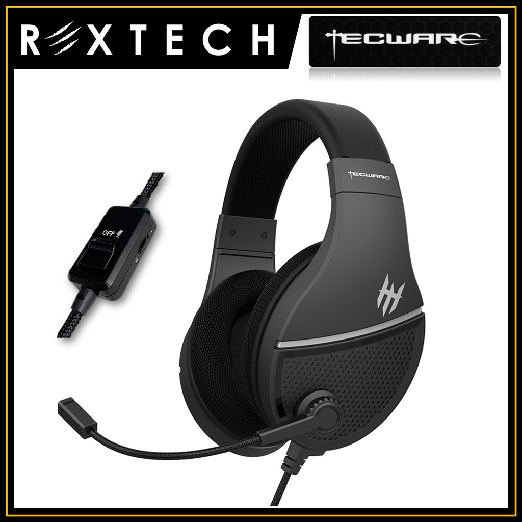 Tecware Q2 Gaming Headset + Mic Over Ear with inline volume and mic