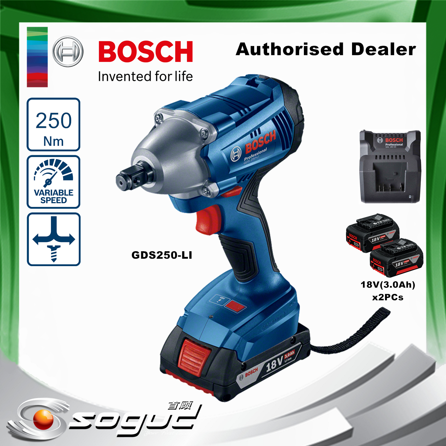 BOSCH GDS250LI CORDLESS IMPACT WRENCH Shopee Malaysia