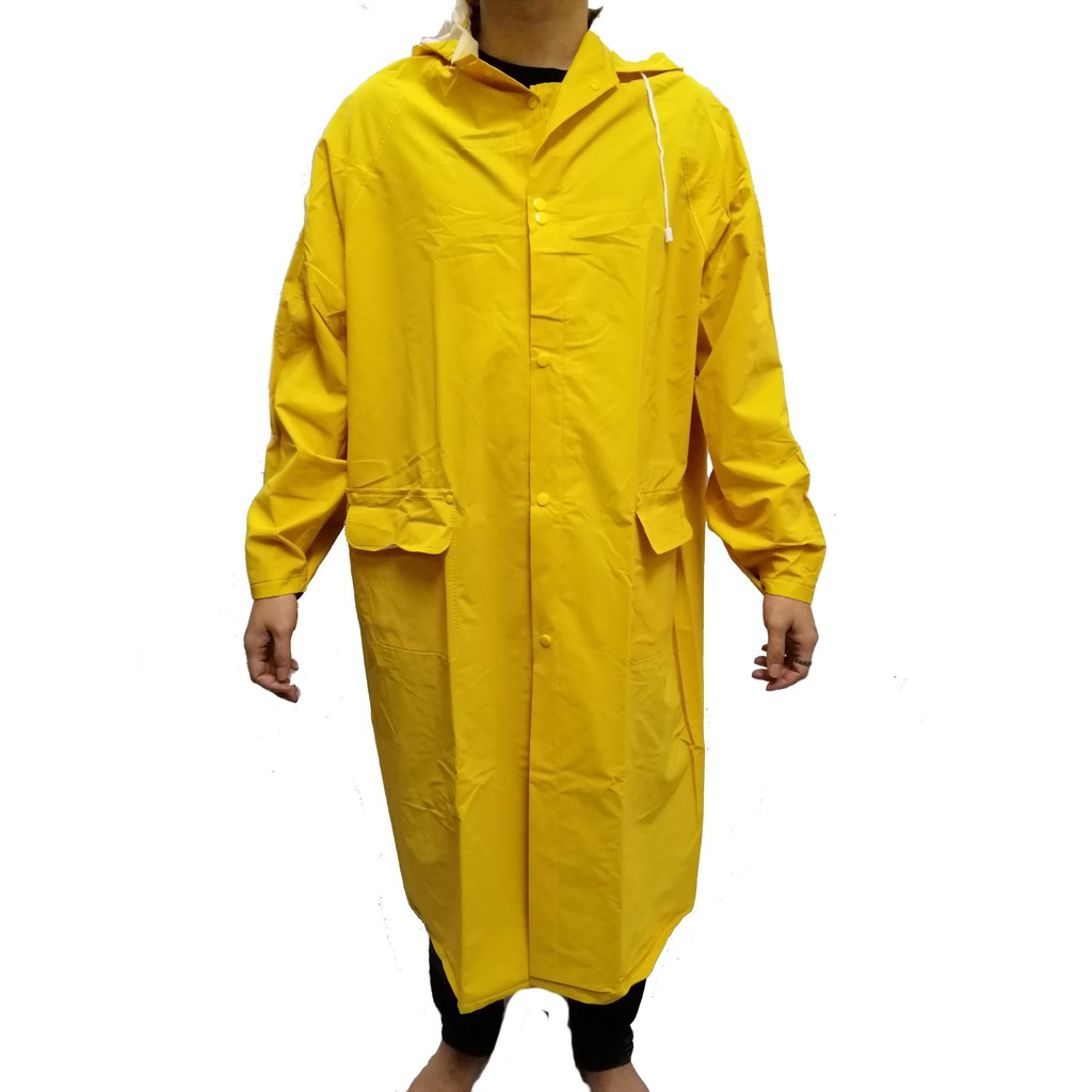 Heavy Duty Rain Coat (1.1kg) Raincoat with Button Yellow Color (1 piece