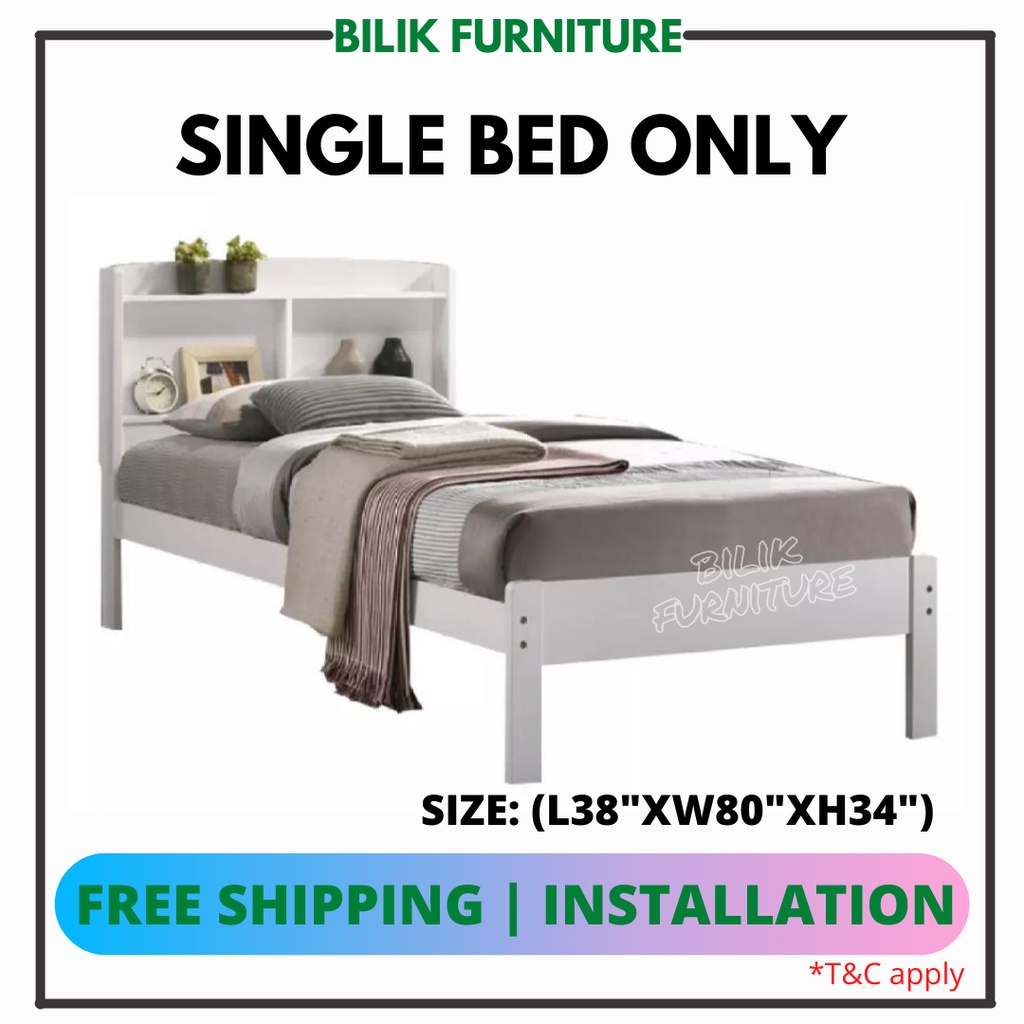 Bilik Bedframe Wood Single Bed Katil Bujang Katil Minimalist Kayu