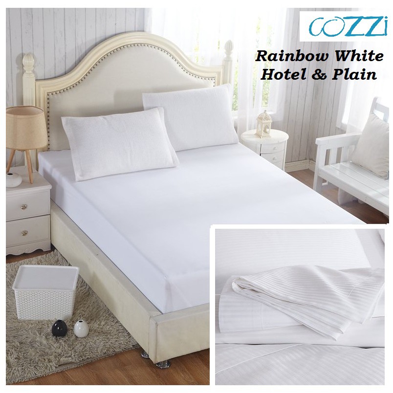 Cozzi Rainbow White Fitted Bed Sheet, White Single Bed Sheet Sets