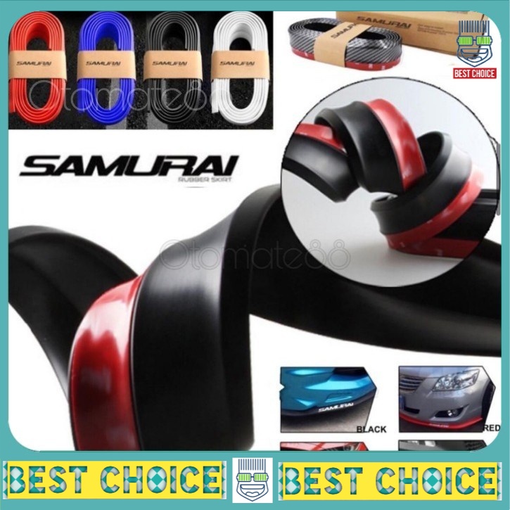 Getah bumper kereta SAMURAI Rubber Skirt Carbon Black 3M Car Front Lip