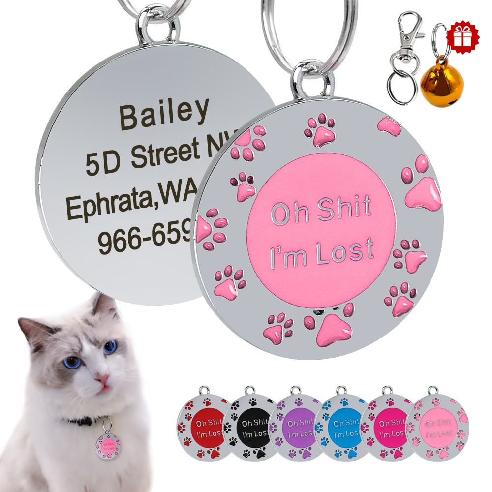 Cute Paw Print Dog s Personalized Custom Engraved Cat Name Address Free Bell Shopee Malaysia