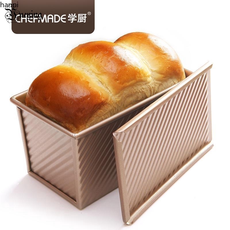 CHEFMADE Toast Mold Baking Tool Toast Box Sliding Cover Corrugated Toast Box Baking Mold 450g