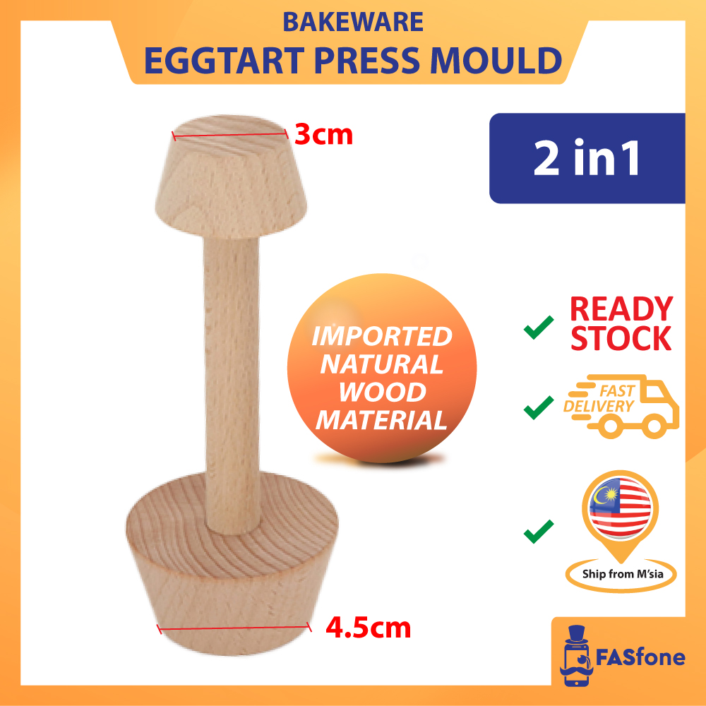 (Ready Stocks in Malaysia) 2 in 1 Egg Tart Mould Wooden Press Dough Mould Press DIY Egg Tart