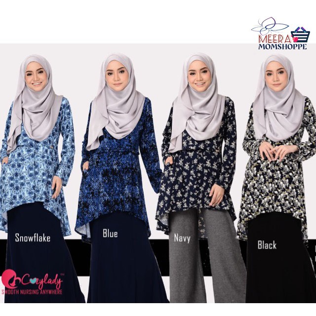 CozyLady Fishtail Printed Maternity Nursing blouse Baju CozyLady Fishtail Printed Maternity Nursing blouse Baju