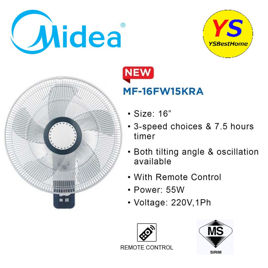 Midea 16 Wall Fan With Remote Control Mf 16fw15kra Shopee Malaysia